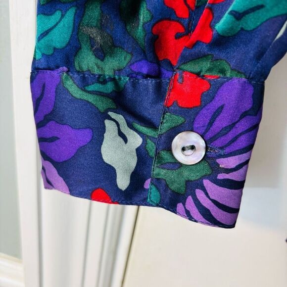 Línea by Louis Dell’Olio floral multi silk blouse estimated size L - Picture 4 of 9